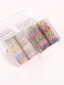 12卷/盒精美复古烫金蝴蝶花卉图案和纸胶带，创意蝴蝶植物花卉图案设计胶带，适用于剪贴簿和日记信封装饰，送朋友的礼物