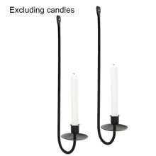 2 pièces Supports de bougie muraux en métal moderne, parfaits pour le salon, le style fermier, la décoration de la cheminée, idéaux pour Halloween, Noël et plus, décoration de Noël, décoration d'intérieur