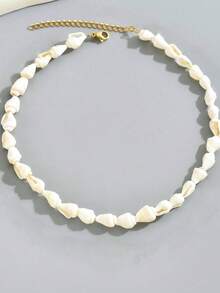 2pcs Crystal Decor Starfish Pendant Necklace, Bohemian Style Simple & Fashionable Casual Beach Bead & Shell Layered Necklace Set, Suitable For Women Daily And Travel Wear - White - View 6