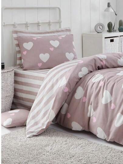 Made In Turkey - Single Size 3 PiecesDuvet Cover Set 1pc Duvet Cover (160x220 Cm) - 1pc Flat Sheet (160x240 Cm) - 1pc Pillowcase (50x70 Cm) - Ultra Breathable - Soft & Absorbent