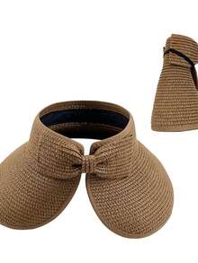 1pc Women's Straw Sun Hat Bucket Hat, Wide Brim, Versatile And Refreshing, Suitable For Daily Use - Multicolor - View 12