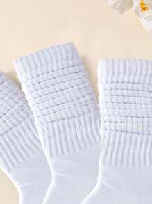 1 Pair/5 Pairs/6 Pairs Women Fashionable Bubble Design Crew Socks, Comfortable, Breathable, Classic Campus Style