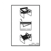 1 tấm áp phích nghệ thuật treo tường Khung tùy chọn Tranh in Bauhaus cổ điển, Áp phích triển lãm ghế Breuer Wassily, Trang trí văn phòng Scandinavia trừu tượng tối giản, Ý tưởng quà tặng, Không khung - Nhiều màu - Xem 50
