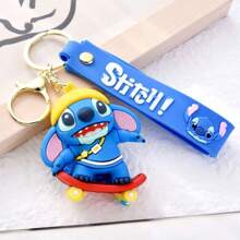 Disney Disney New Streetwear Stitch Key Chain, Cartoon Stitch Plush Pendant Bag Charm Keychain, School Supplies,Back To School