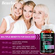 Biotin & Collagen, Hair Support Supplement - Promotes Nail Strength, For Men & Women - 60 Gummies - 1 chai - Xem 7