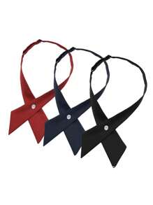 Cross Tie Collar JK Uniform Shirt, Japanese School Style Student Burgundy Bowknot