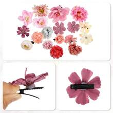 Flower Hair Clips, Fake Flowers Hair Accessories For Women - 18pcs Pink - View 4