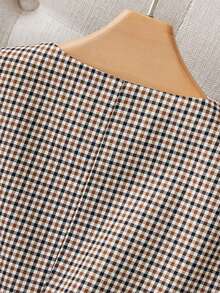 女式格子梭织面料前扣口袋休闲春秋背心夹克