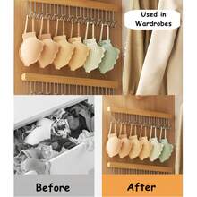 1pc 12/16 Inch Wooden & High Quality Stainless Steel Retractable Closet Rail With 8/12 Hooks, Includes Pants Rack, Bra Rack, Kitchen Rack, Entrance Hall Rack, Suitable For Closets, Entryways, Kitchens, Maximizes Narrow Spaces, Comes With Adhesive And Mounting Tape - Khaki - View 4