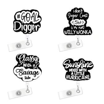 1pc Cute Retractable Badge Reel, Acrylic Glitter Name Badgeholder Clip, For Nurses, Workers, Doctors, RN, LPN, CNA, Students