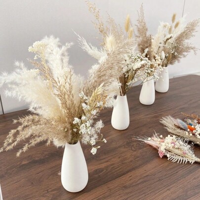 1/2/6 باقة من زهور أرنب الذيل المجففة الصغيرة، لعروس الخادمة والهدايا لفتاة الزهور، مناسبة للمراكز الوسطية لطاولات حفلات الزفاف البوهيمية ، ديكورات إناء زهور بامباس المجففة الصغيرة ، وديكورات كعكة عيد الميلاد بالزهور المجففة الصغيرة ، ديكور الخريف