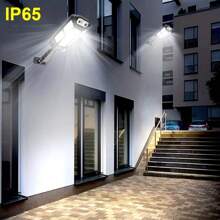 1 Peça Luminária de Parede LED com Sensor de Movimento Alimentada por Energia Solar, Prova d'água IP65, 3 Modos de Iluminação, Controle Remoto, Ângulo Ajustável, Lâmpada de Segurança Plástica para Jardim, Área Externa, Caminho, Entrada