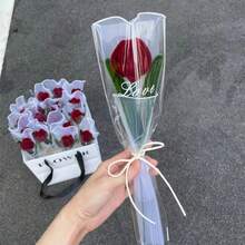 DIY创意郁金香扭花花束手工材料包 - 送给员工、长辈、毕业季的现成礼物 - 彩色 - 查看 3