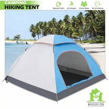 Dome Camping Tent[DOUBLE LAYER+2 DOORS]2 Person Family Backpacking Instant Cabin - as pic - View 2