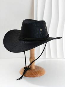 1pc Vintage Western Cowboy Hat, Made Of Soft PU Leather, Great For Halloween, Daily Wear, Travel, Festivals, Sun Protection, Outdoor Activities