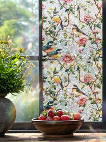 1 Cuộn/45cm*100cm Phim dán cửa sổ trang trí họa tiết trăng lưỡi liềm và chim trên cành cây, nhiều màu sắc, phong cách cổ điển, tự trang trí nhà cửa, không cần keo dán, bám dính tĩnh điện, bán trong suốt, cách nhiệt, thích hợp cho nhà cửa, cửa ra vào, cửa sổ, trang trí phòng. - Nhiều màu - Xem 13