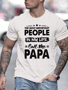 Camiseta Deportiva Casual de Moda para Hombres - Poliéster Transpirable, Cuello Redondo, Manga Corta con Diseño Único de Impresión de Letras - Perfecta para el Verano - Blanco - Ver 1