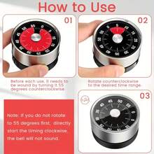 不锈钢倒计时器，时间管理工具，厨房、学习、自律机械钟，可旋转可视闹钟