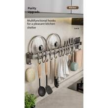 Kitchen Hooks No-Drill Hooks For Pots, Spoons, And Spatulas, Multi-Function Storage Rack, Hooks, Wall-Mounted Storage Rack, Kitchen Storage Utensils, Room Decoration, Suitable For Kitchen, Restaurant, Party, Camping, Gathering, Gift For Friends, Family Gift