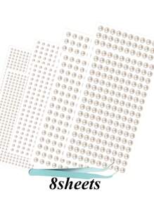 970pcs/4sheets Face Gems, 3d Simulation Faux Pearl,Gemstone Shaped Rhinestone Sticker For Diy Makeup,Party Decorations