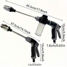1 件便携式高压汽车水枪，带 3/4 英寸和 1/2 英寸快速连接适配器，多功能花园软管喷嘴，可调节加厚杆喷雾，用于汽车清洁和宠物清洗