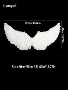 3 件套天然白色羽毛天使翅膀，适用于拍照、舞台表演、角色扮演道具万圣节