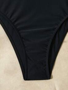 Women's Solid Color One-Piece Swimsuit, Perfect For Beach Party, Resort And Holiday, Summer New Arrival Hot Item - Black - View 3