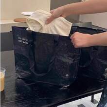 1pc/Clothing Store Handbag Women's Professional Packaging Shoulder Back Woven Bag Premium Shopping Packaging Gift Bag
