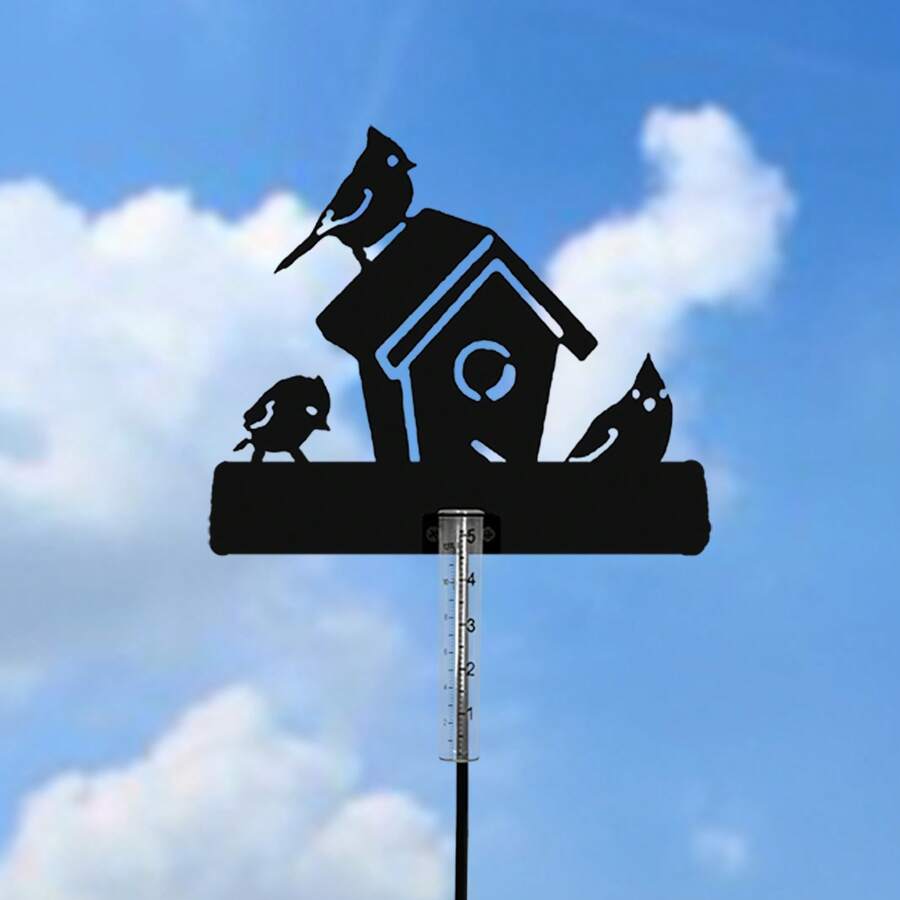 Small Bird House Rain Gauge, 5ml Capacity, Precise Scale Garden Lawn Decor Meteorological Instrument
