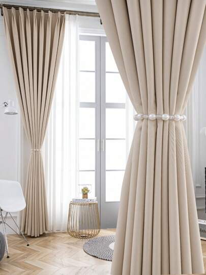 1pc Solid Color Modern Viscose Blackout Curtain With Rod Pocket, Suitable For Living Room And Bedroom - Sheer And Light Filtering Curtain, Living Room Curtain, Bedroom Curtain