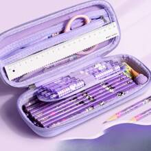 Sanrio صندوق قرطاسية كبير السعة من سانريو كورومي هيلو كيتي سيناموريل وردي أزرق بنفسجي، علبة أقلام، حقيبة تخزين مقاومة للسقوط، حلوة وإبداعية، هدايا للسيدات الشابات والطالبات لمناسبات مثل عيد الميلاد والسنة الجديدة