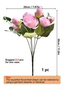 1 pièce/3 pièces Bouquet de fleurs de rose artificielles Fleurs de pivoines fausses à toucher réel pour la décoration de la maison, du mariage, de la fête, des centres de table, de la Fête des Mères