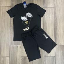 Men T-Shirt Co-Ords - Black - View 1