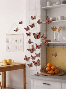12 piezas Pegatinas de pared de mariposas 3D con alas dobles - Imanes + Adhesivo doble cara en PVC plástico, adecuado para decoración del hogar y fiestas, genial para bodas, cumpleaños, graduaciones, celebraciones patrióticas, Navidad, Día de la Madre, Día del Padre y diversos días festivos, sin necesidad de electricidad