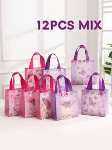 8pcs Mixed Color Butterfly Non-Woven Fabric Gift Bag, Waterproof Take-Out Bag, Birthday Gift Foldable Storage Bag Valentine Day
