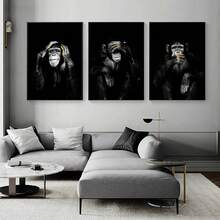 3pcs/Set Unframed Animal Canvas Printed Posters, Funny Gorilla Canvas Wall Art For Living Room, Bedroom, Bathroom, Office, Hallway Wall Decoration Gifts Birthday Graduation - Multicolor - View 12