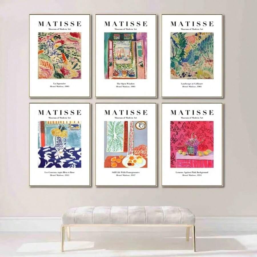 1 幅可选画框复古亨利·马蒂斯复古抽象墙面艺术帆布画北欧海报和印刷品墙画适用于客厅装饰现代 - 彩色 - 查看 1