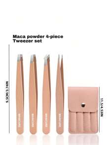 4PCS Stainless Steel Colored Tweezers Set, High-Precision Portable Eyebrow Shaping And Hair Removal Tool Set, Eyebrow Shaping And Hair Removal Beauty Makeup Tools, Purple, Pink And Black Three Colors For You To Choose (1PC/4PCS),Due To Different Production Batches, The Protective Lining In The Packaging Bag Is Placed Randomly And Does Not Affect The Use