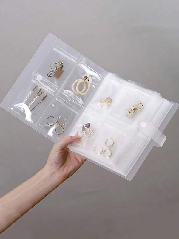 2pcs Frosted Transparent Jewelry Storage Booklet With 30 Oxidation Resistant Storage Bags For Ring, Earring And Necklace Sorting And O For Women Storage Organizer Travel Essentials Gift Back To School