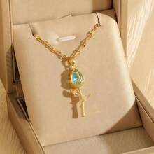 1 pieza Collar con colgante de flor dorada, estilo coreano y europeo, collar con dije de tulipán de circonita cúbica para mujeres, mejor regalo para uso diario y joyería para mujer - Dorado - Ver 12