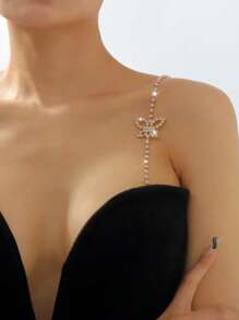 6 pezzi/2 pezzi Nuovo sottotipo di reggiseno anti-luce, senza spalline, con laccetti per collo e spalline, chiusura a farfalla, spalline invisibili antiscivolo, ampi ganci per reggiseno con strass, stile brillante europeo e americano, sexy e alla moda