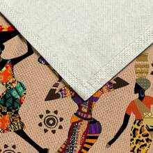 1pc African Women Pattern Printed Table Runner, 4pcs African Women Print Placemats, Suitable For Festivals, Parties, Birthdays, Dinners, Kitchen & Dining Room Decor, All Season Room & Home Textile Decoration Table Flags
