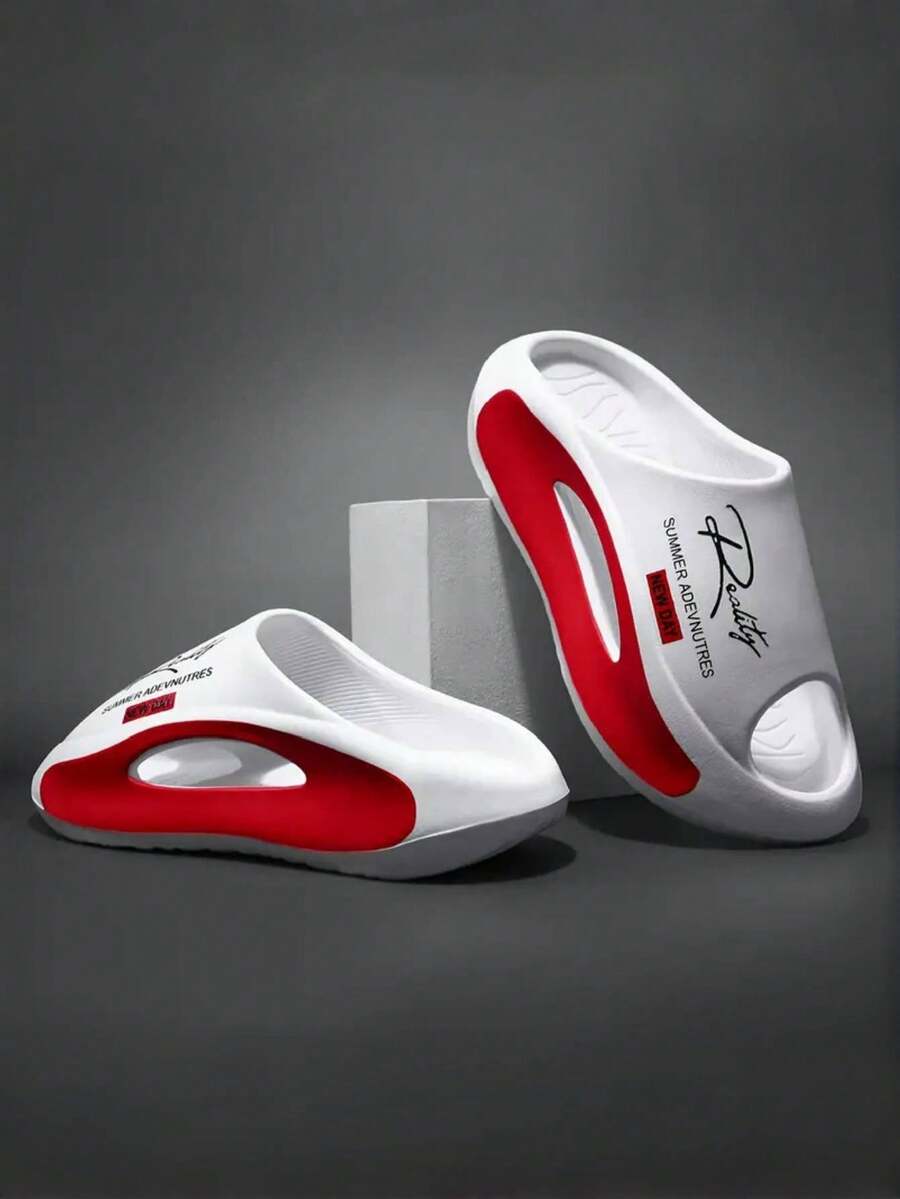 男士休闲街头EVA拖鞋 - 舒适防滑耐穿，时尚印花设计，情侣春夏凉鞋