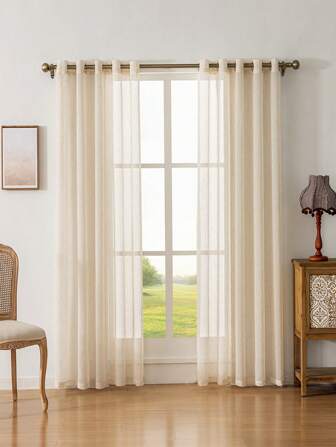 Cortina semi-transparente de unicolor para balcón o sala de estar, de estilo minimalista y fresco