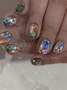 1 Bouteille de feuille de transfert pour ongles bleue, transfert facile, convient pour les vacances/soirées des filles en DIY, décorations de manucure