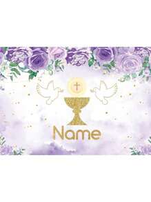 1pc Customizable Christening Themed Party Decoration Cross Banner,Communion Party Decoration Backdrop For Photography