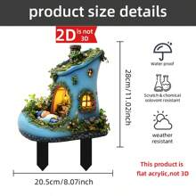 1pc 2D Acrylic Garden Stake, Flower Boot Shaped Outdoor Decor For Planter, Lawn, Patio, Garden Art Decoration, Gift For Friends