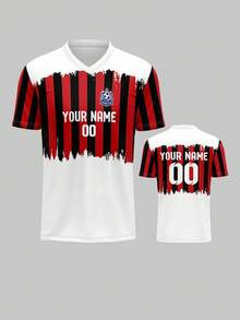 2025 Summer & Autumn Custom Football Jersey, AC Milan, Breathable Quick-Dry 210g Spring/Summer Unisex Sports Team Club Training V-Neck Shirt, Front & Back Printed Name, Number, Logo, Comfortable Fit For Daily, Casual, Party - Multicolor - View 5