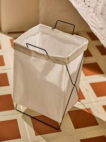 Cirelle 1pc Laundry Hampers Collapsible Laundry Baskets With Iron Stand Laundry Bag Home Organizer For Clothing Toyslaundry Hamper,Washing Basketbathroom Organizer,Basket,Storage Basket,Foldable Laundry Basket - White - View 2