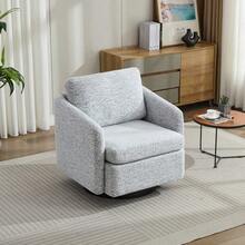 31.5"W Swivel Accent Chair And Comfy Round Accent Single Sofa Chair, 360 Degree Club Chair, Lounge Armchair For Living Room,Bedroom.Nursery.White-Black Chenille - 1 - View 5